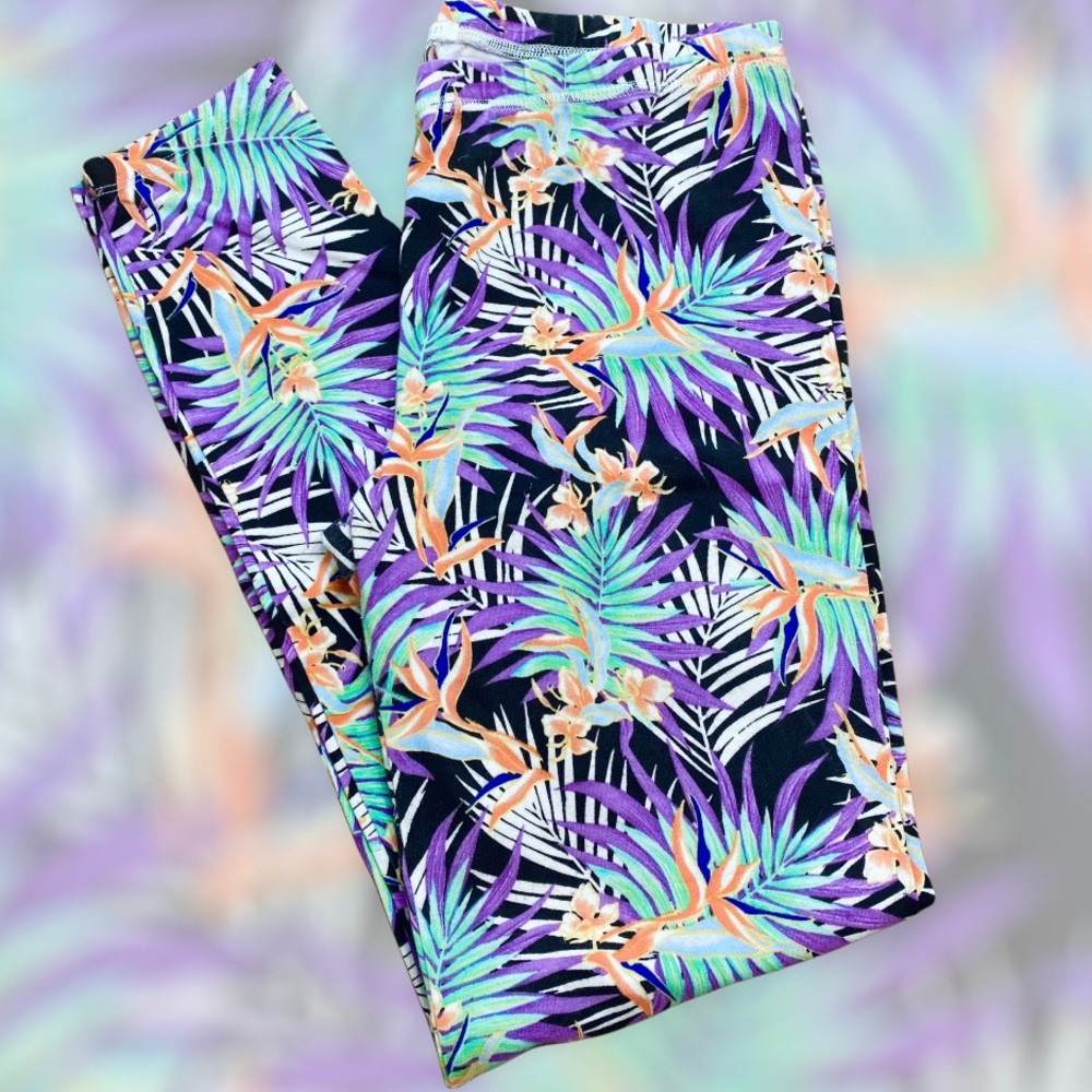 Forever 21 Palm Print Leggings, Size Large